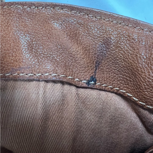 Vintage MOSCHINO Cheap and Chic Brown Leather Ruffle Shoulder Bag Purse Handbag - Picture 13 of 16